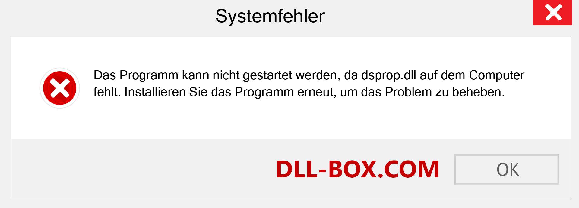 dsprop.dll-Datei fehlt?. Download für Windows 7, 8, 10 - Fix dsprop dll Missing Error unter Windows, Fotos, Bildern